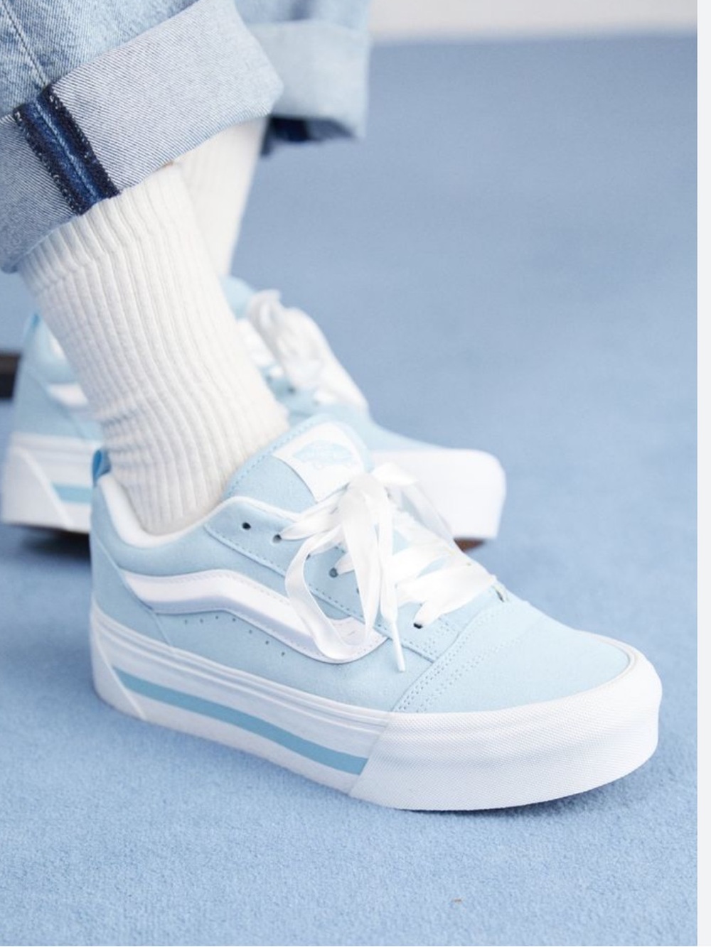 Vans shoes Low Top Sneakers in Light Blue and White Knu Stack sz 7.5